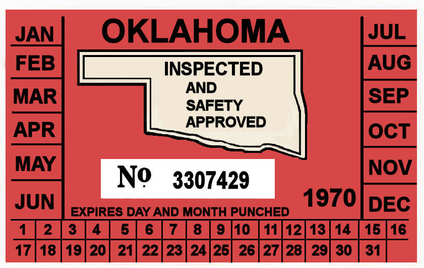(image for) 1970 Oklahoma INSPECTION Sticker